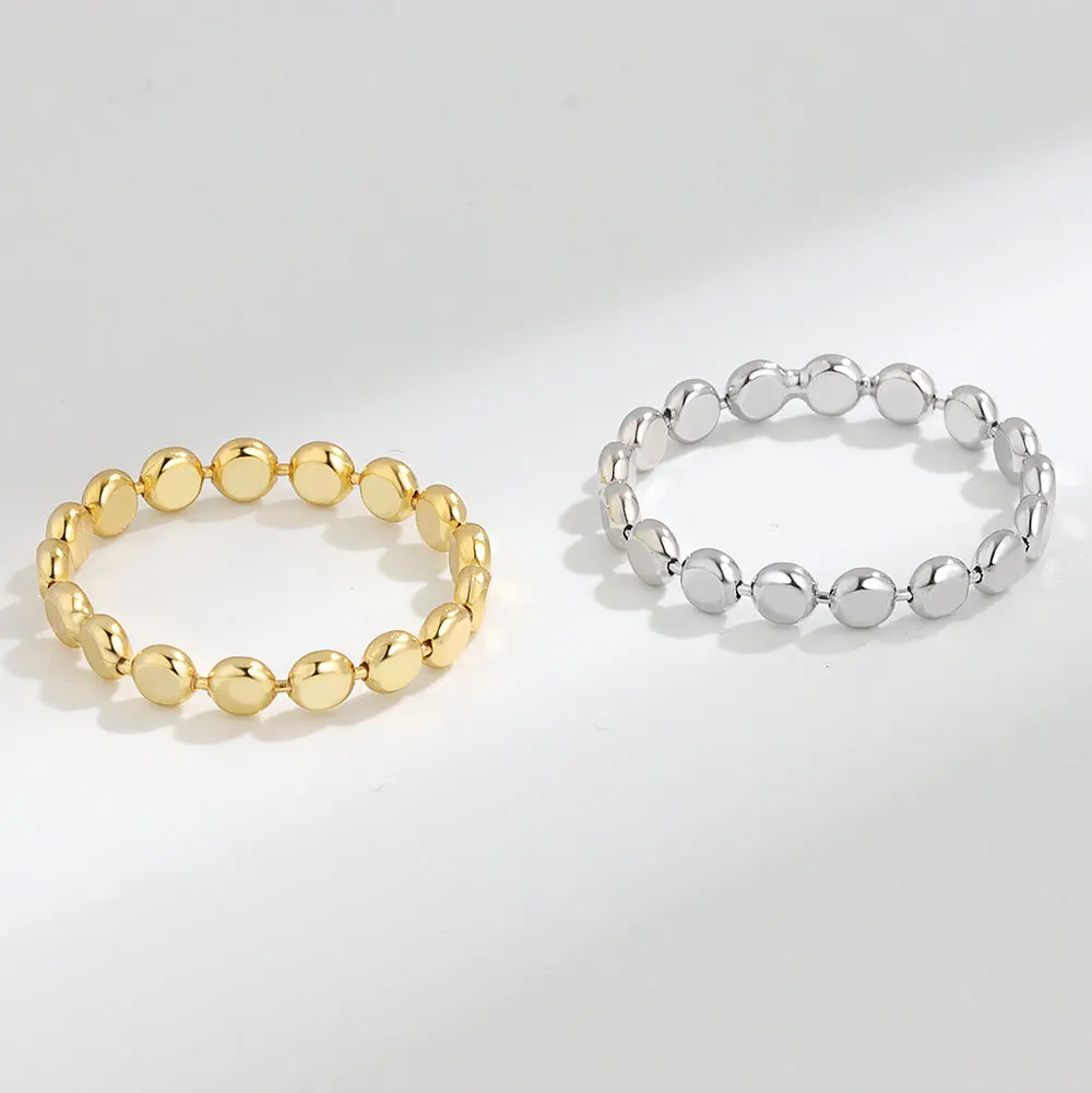 F.I.N.S Minimalist Fine Jewelry Geometric Flat Round Beads S925 Sterling Silver Ring Simple Stackable Silver Finger Ring 925 silver ring silver rings