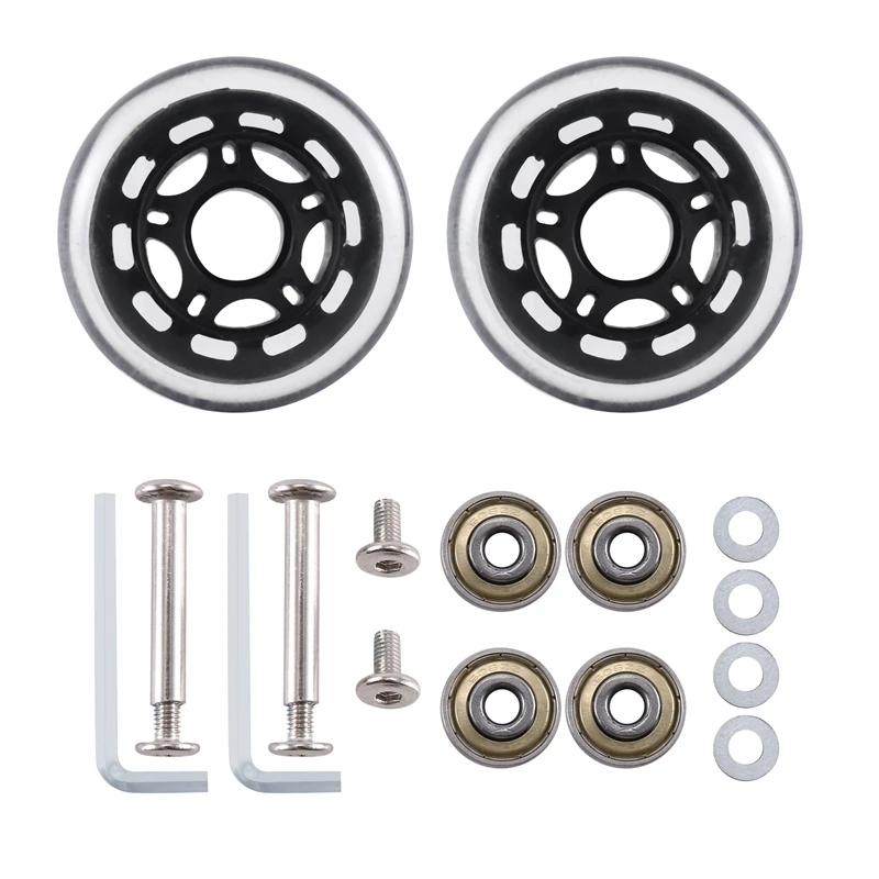 

70Mmx23mm Transparent Set Of 2 Luggage Replacement Wheels Luggage Replacement Parts With Carbon Steel Bearings Kit