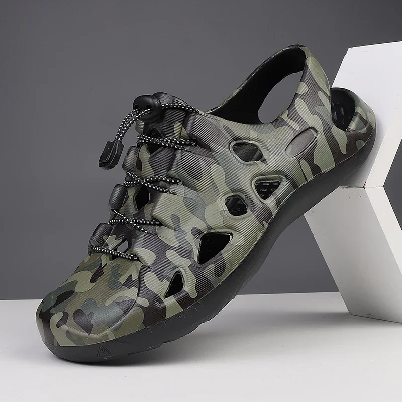 New Fishing Sandals Men Summer Outdoor Sport Beach Hole Shoes Men's Anti-skid Wear-resistant Fishing Shoes camouflage Slippers 4