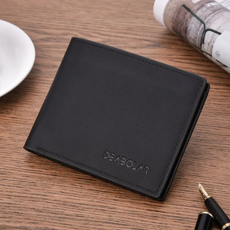New Men PU Leather Purse Black Frosted Material Youth Credit Card Holder Coin Purse 2023 Men Purse 3
