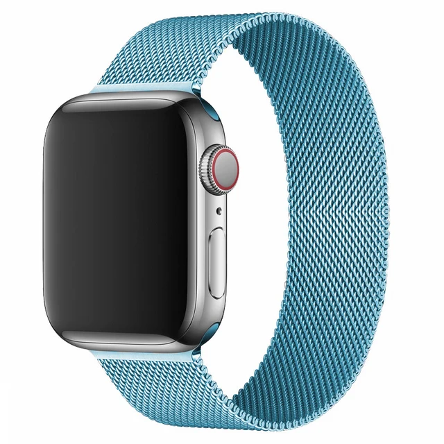 Magnetic Loop Strap For Apple watch Band 45mm 41mm 44mm 40mm 42mm 38mm Stainless steel correa bracelet iWatch serie 3 7 5 6 se 3 Sky blue 24