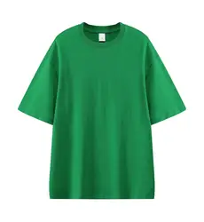 Premium Custom Logo 300gsm Heavyweight 100% Cotton Men's Oversized T-Shirt, Short Sleeve Solid Color - 3XL (Green)