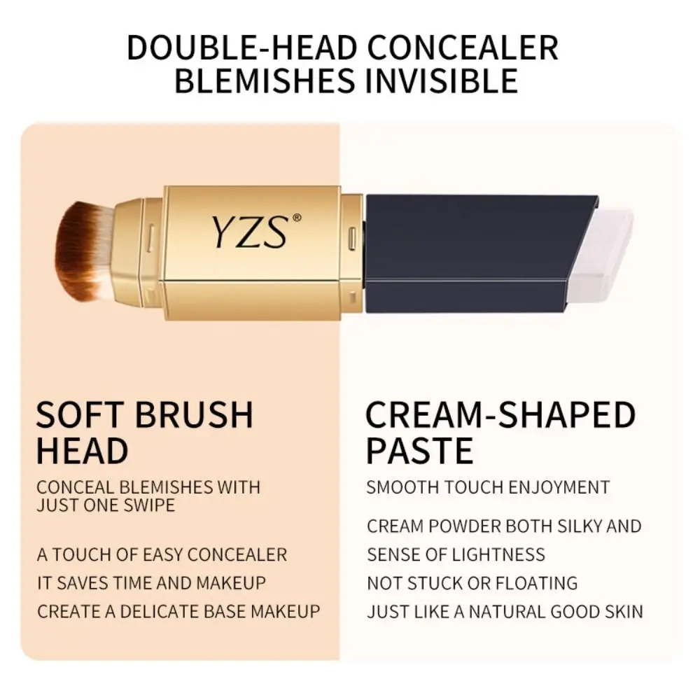 Double-Sided Concealer 1PC Brush 2-In-1 White Foundation Stick Women Makeup Facial Blemishes Acne Marks Dark Circle