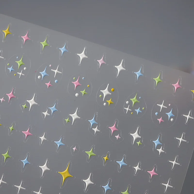 5D Realistic Relief Colorful Starlights Little Star Cluster Adhesive Nail Art Stickers Decals Manicure Ornaments Accessories 3