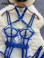 CHILLGIO Women Mesh Sexy Strappy Rompers Fashion Erotic One Piece Catsuits Lingerie Bodycon Transparent Combination Bodysuits - Image 2