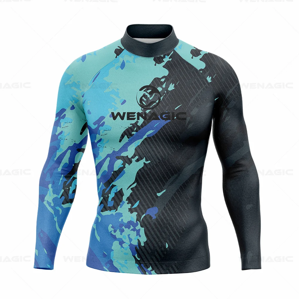 Men Long Sleeve Surf Swimsuit Swimming T-shirt Beach UV Protection Swimwear Rash Guard Surfing Diving Swimsuit Tights Shirt
