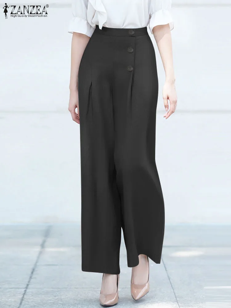 

Брюки ZANZEA женские с широкими штанинами, винтажные Элегантные классические капри OL, брюки большого размера с завышенной талией, лето 2024