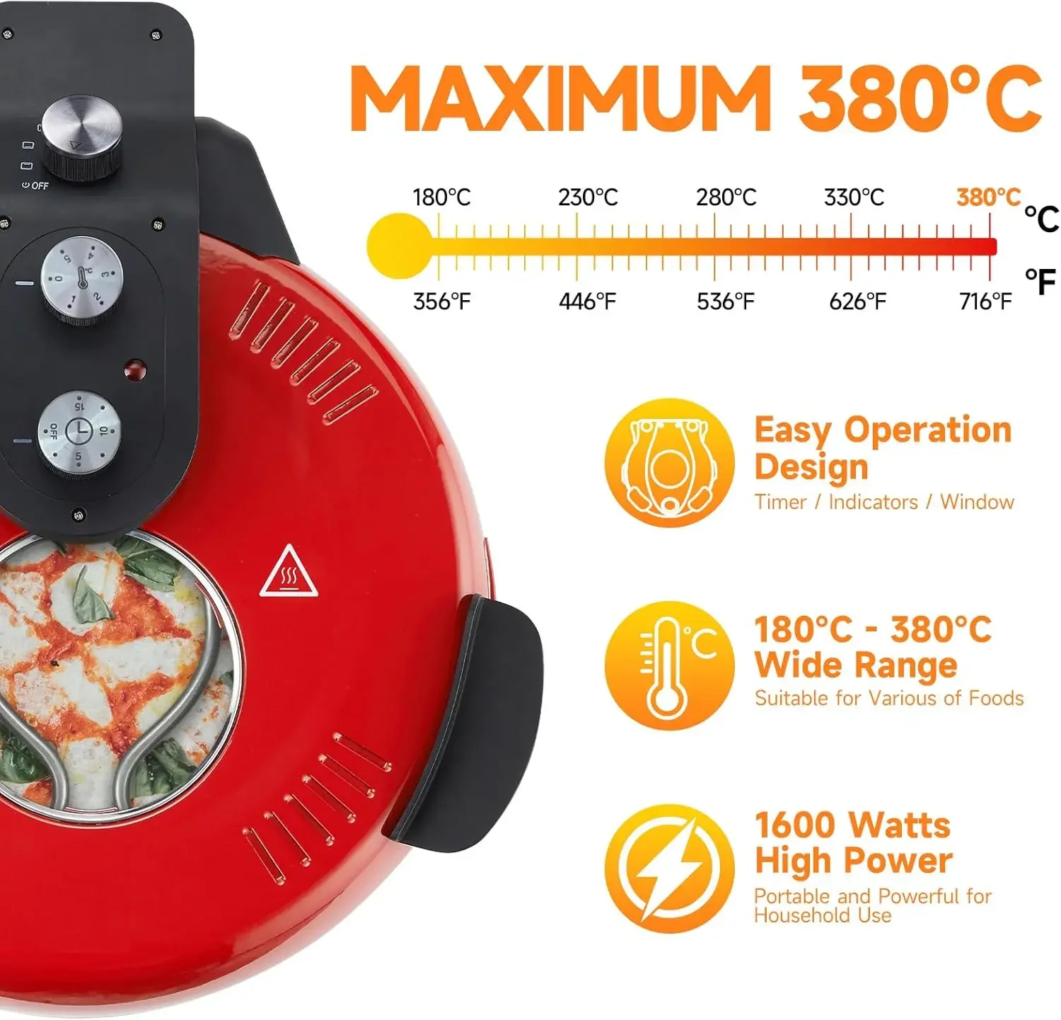 Davivy 16" Indoor Pizza Oven with Stone & Grill Pan, Large Electric Pizza Oven Countertop with Timer, Window, Make
