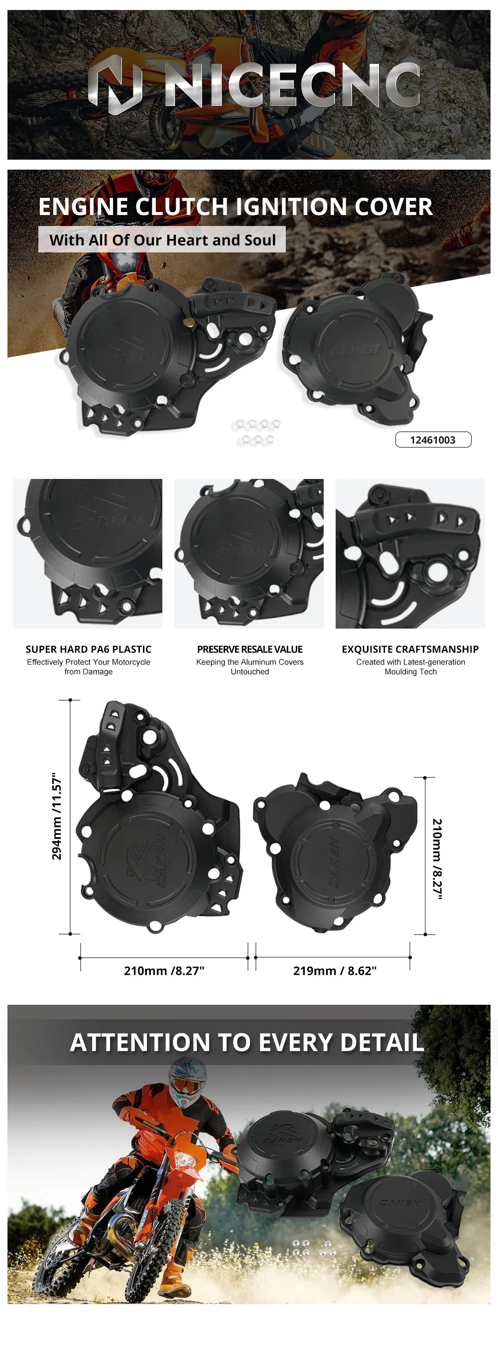 NICECNC Für Husqvarna TE300i TE250i TE 300i 250i 2020-2023 TC250 TC250 2019-2022 Kurbelgehäuse Schutz Zündung Kupplung Abdeckung Kit – Detail 1