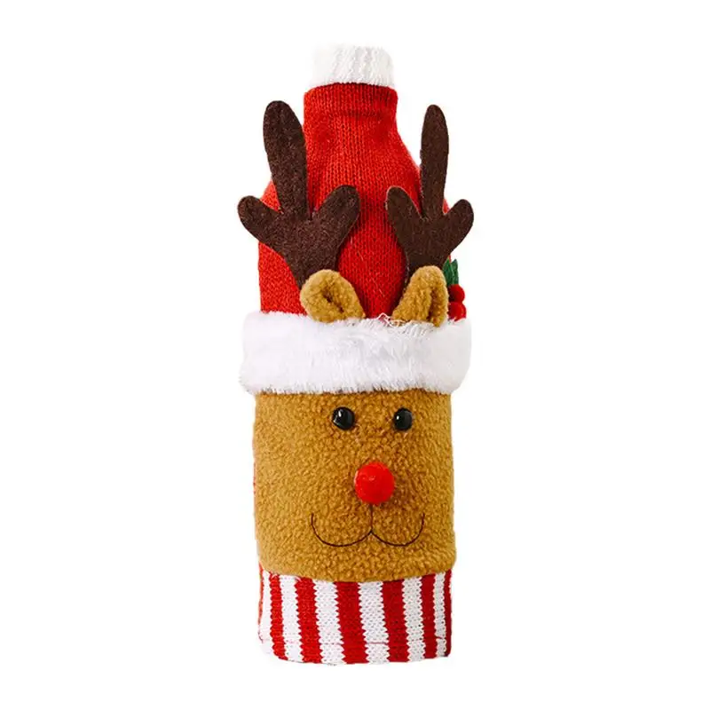 

Чехол для бутылки вина с оленем милый дизайн оленя мультяшный вязаный Рождественский свитер чехол для бутылки вина для рождественской вечеринки