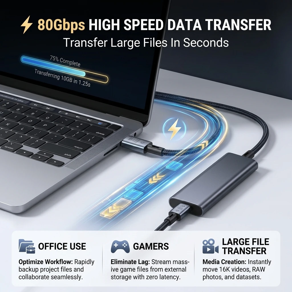 Ultra High-Speed USB-C to C Cable - 240W Fast Charging & 80Gbps Data Transfer