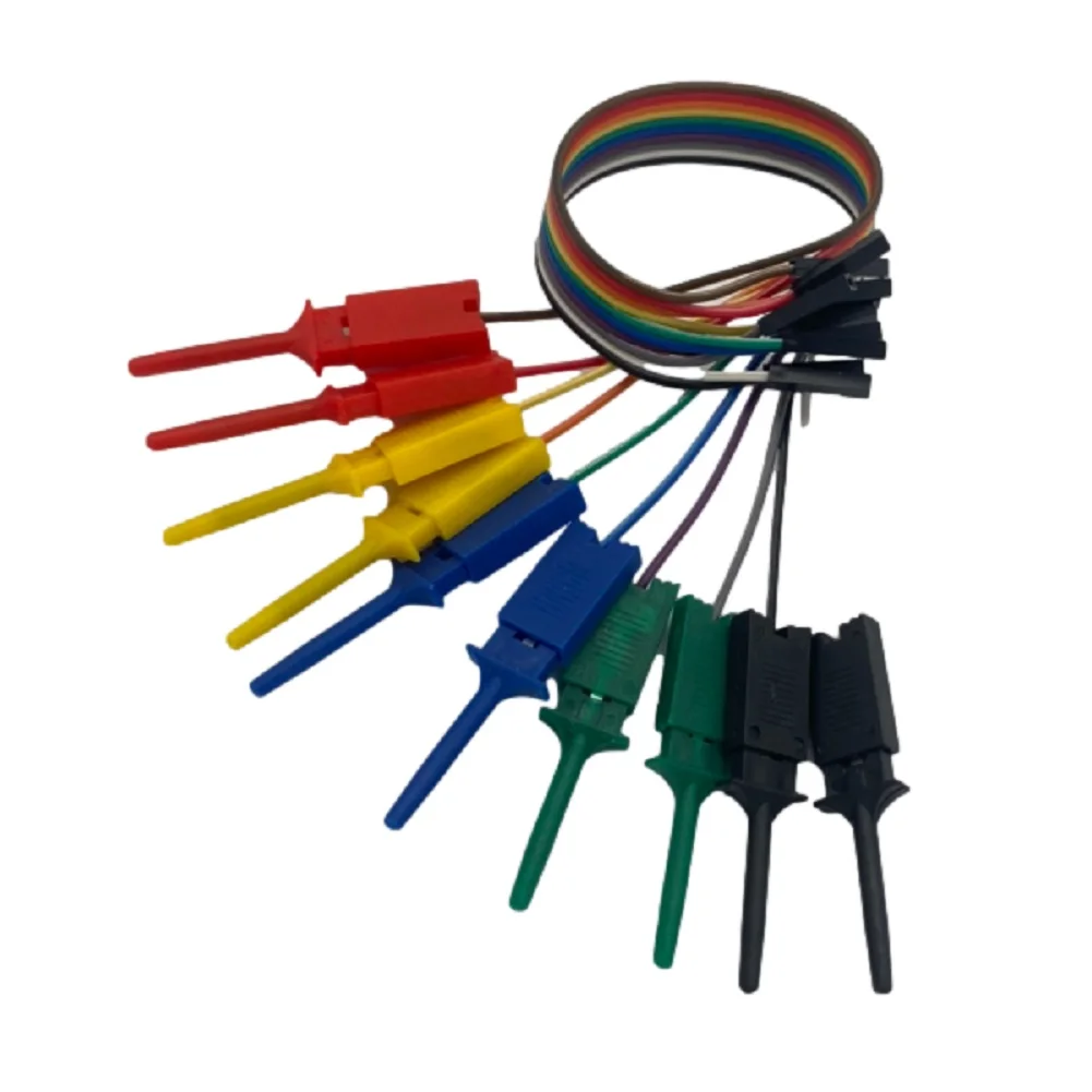 

20cm 10 Pin Hook Cable Clamp Kit 5 Color Logic Analyzer Cable Clamp Probe For Chips Pins Connecting Testing Instrument Parts