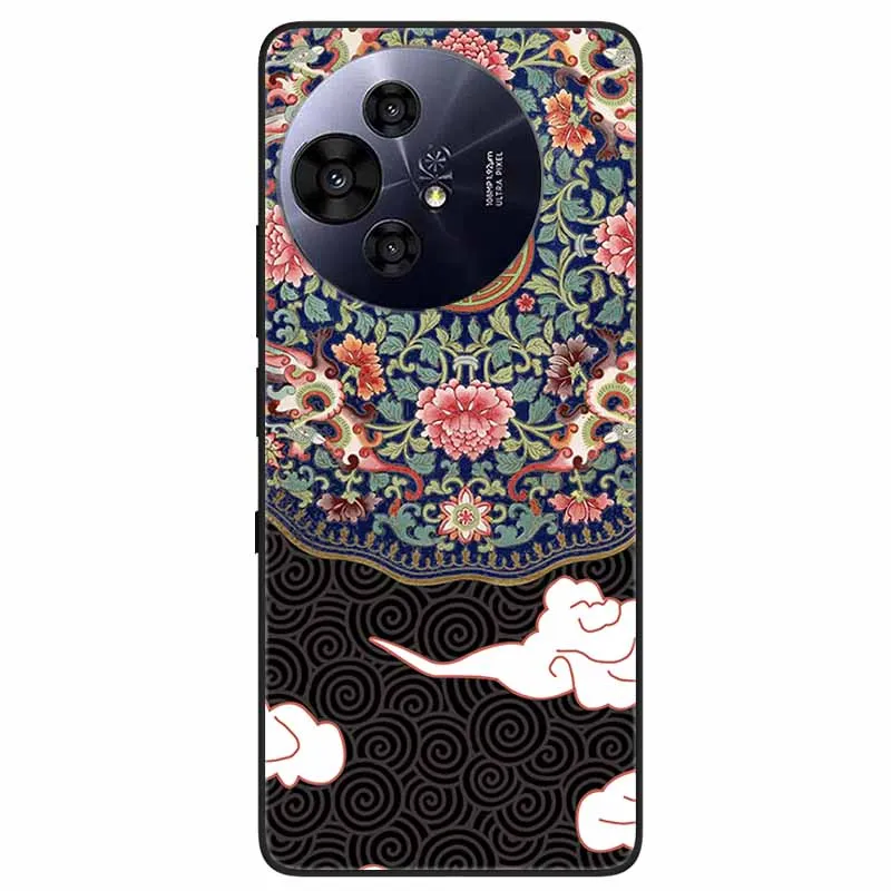 Floral Relief Painted Soft Silicone Phone Case - 6.8