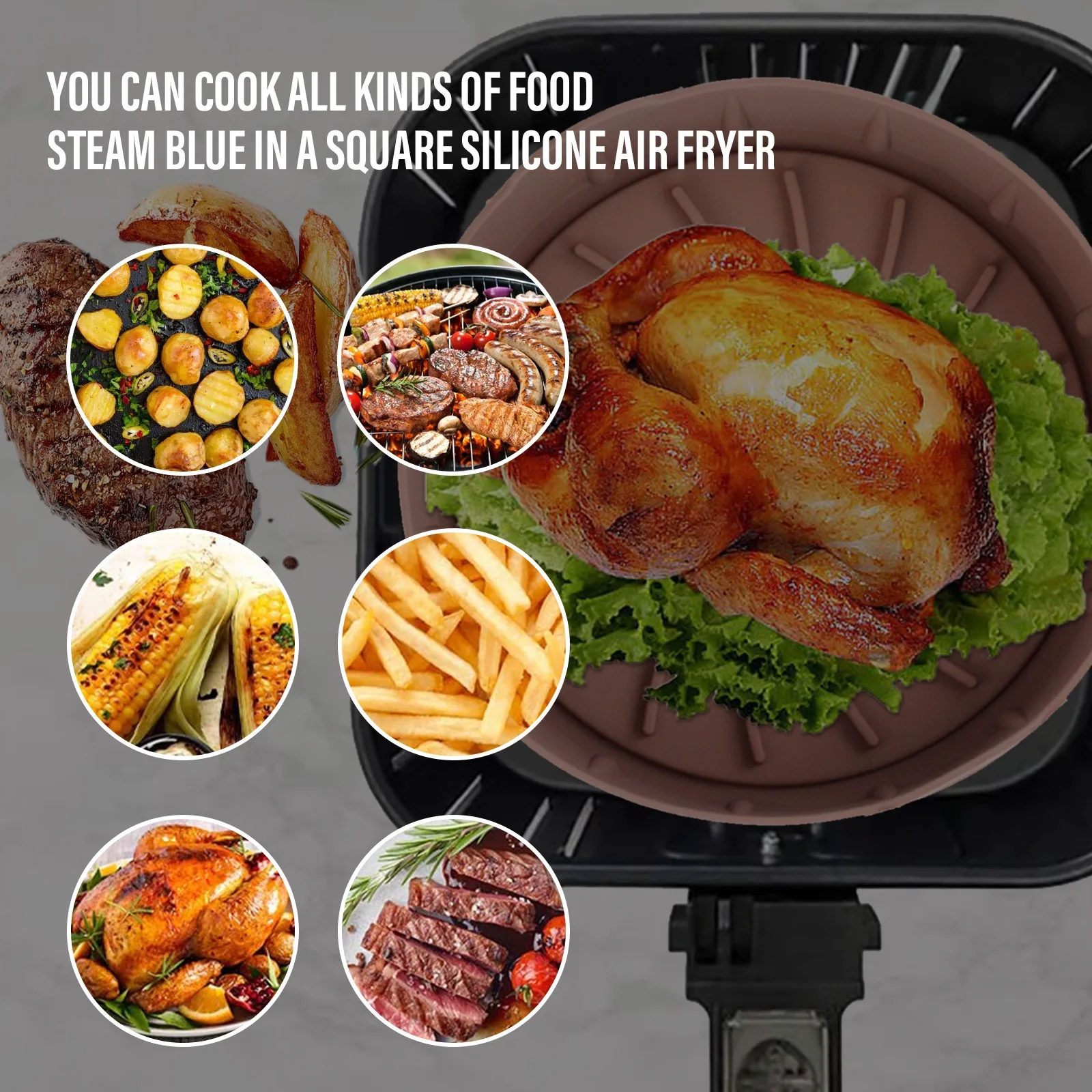 Mir carré en silicone pour Airfryer, doublure de plat facile à, plat