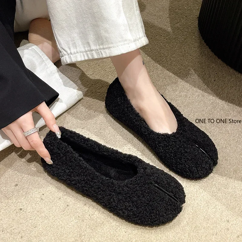 Casual Women's Shoes Bow-Knot Female Footwear Slip-on Round Toe Autumn Loafers Fur Butterfly Winter Dress Slip On Fall Moccasin 4