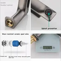 ก๊อกน้ำอ่างล้างหน้าทองเหลืองคุณภาพสูง สีเทา แบบผสมน้ำร้อนน้ำเย็น ก้านโยกเดี่ยว ติดตั้งบนเคาน์เตอร์ สำหรับห้องน้ำ 3