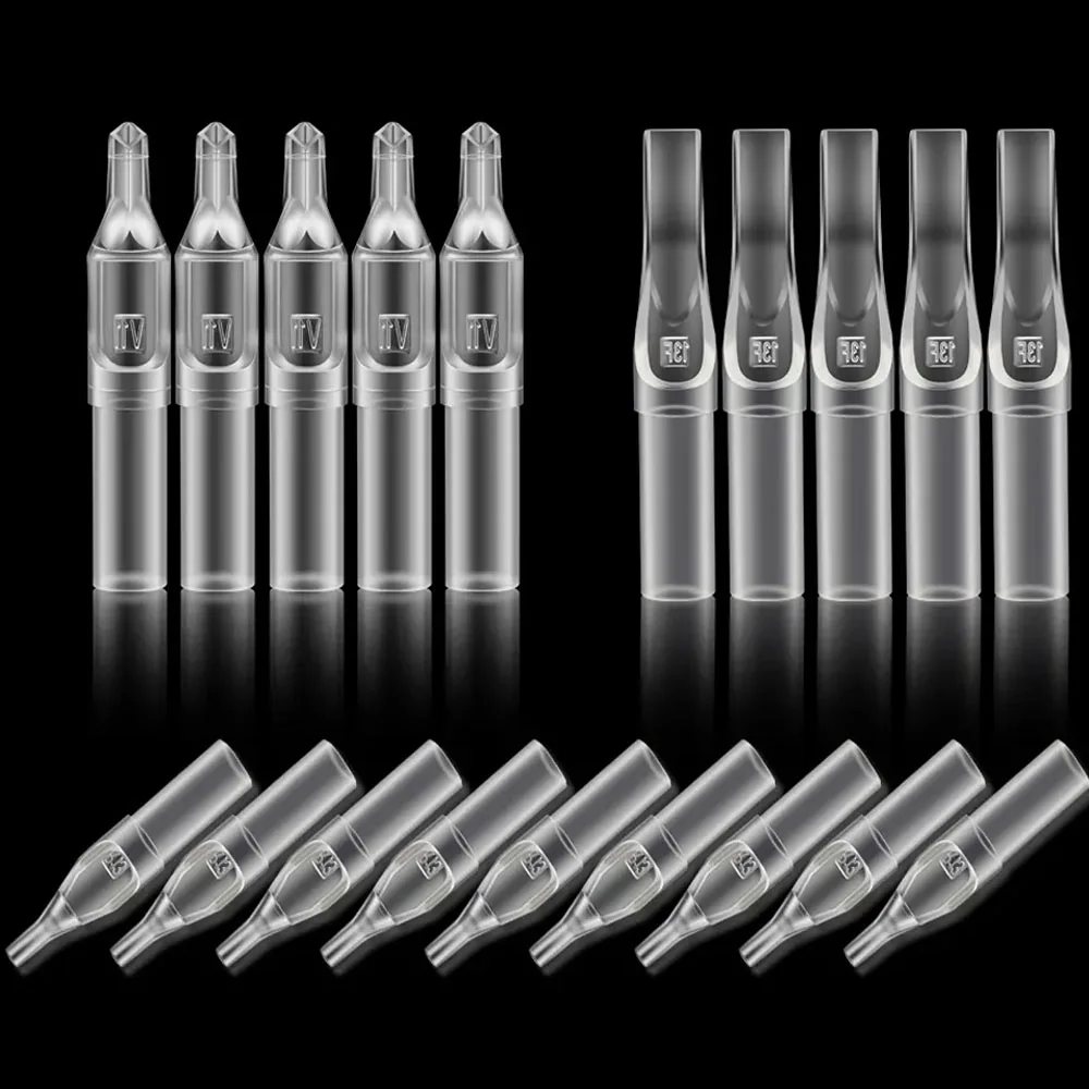 Tattoo Clear Tips Disposable Short Tip Plastic Needle Tips Tattoo Needle Tubes RT FT DT Body Art Supply 25/50Pcs