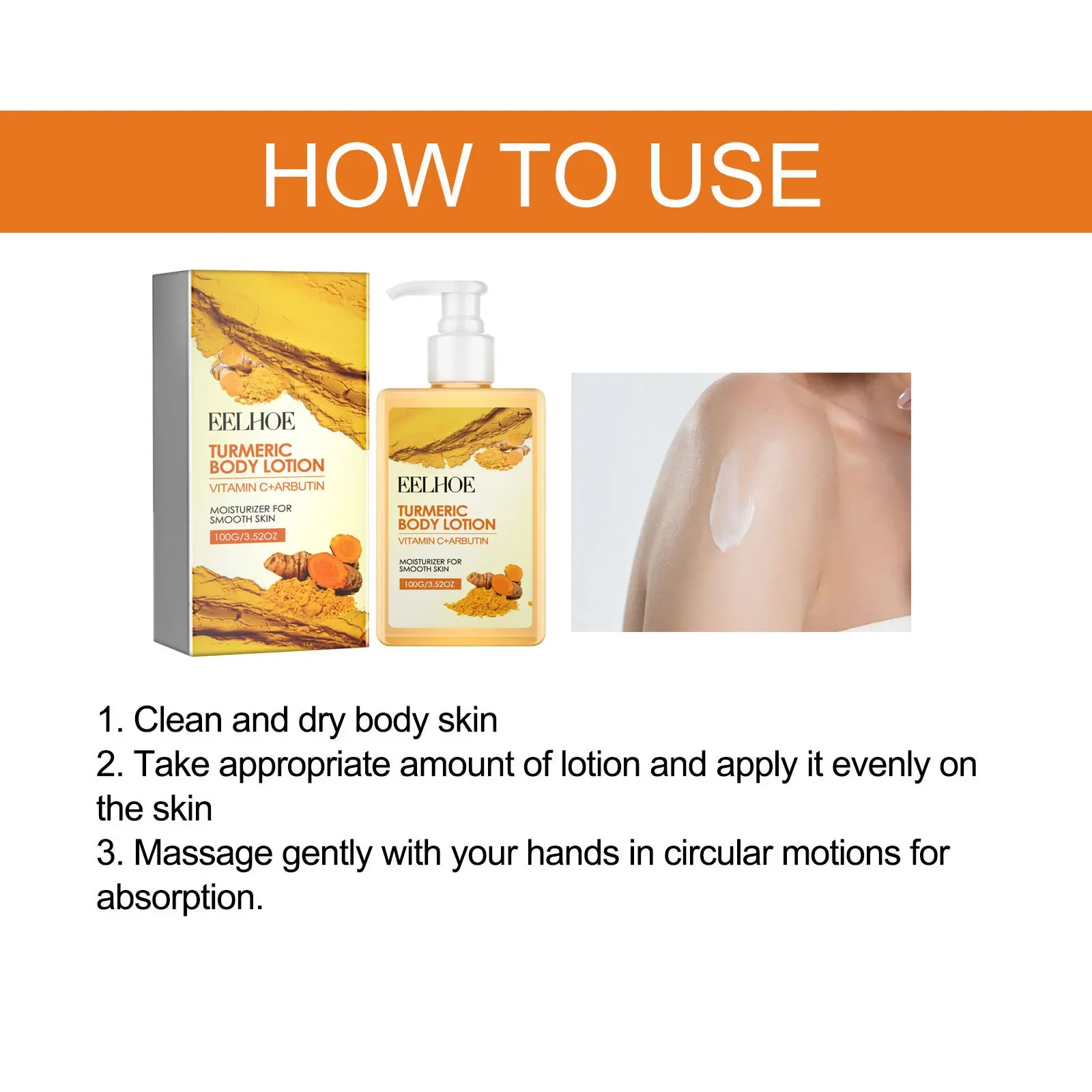 EELHOE Lightening Body Milk Turmeric Chicken Skin Keratosis Pilaris Instant Treatment White Slimming Whitening Cream Body Lotion 6
