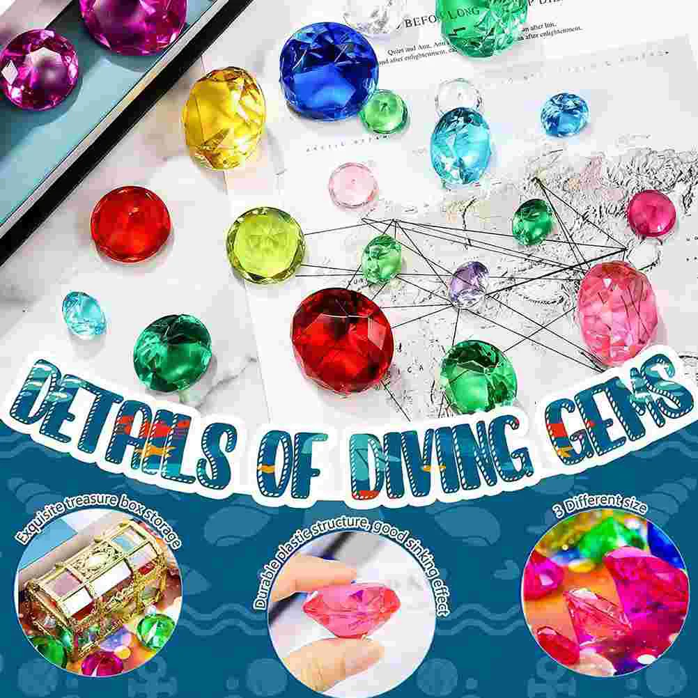 Jewel toy gem 60 Pcs For pool Toddler toys Diving gems Gemstones Kids girl Diamond Underwater Acrylic fake model Child bath