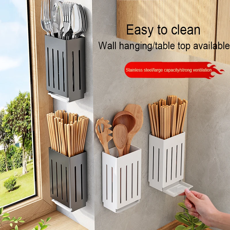 Kitchen Accessories Chopsticks Knife Rack Spoon Holder Wall Mounted Storage Knife And Fork Rack