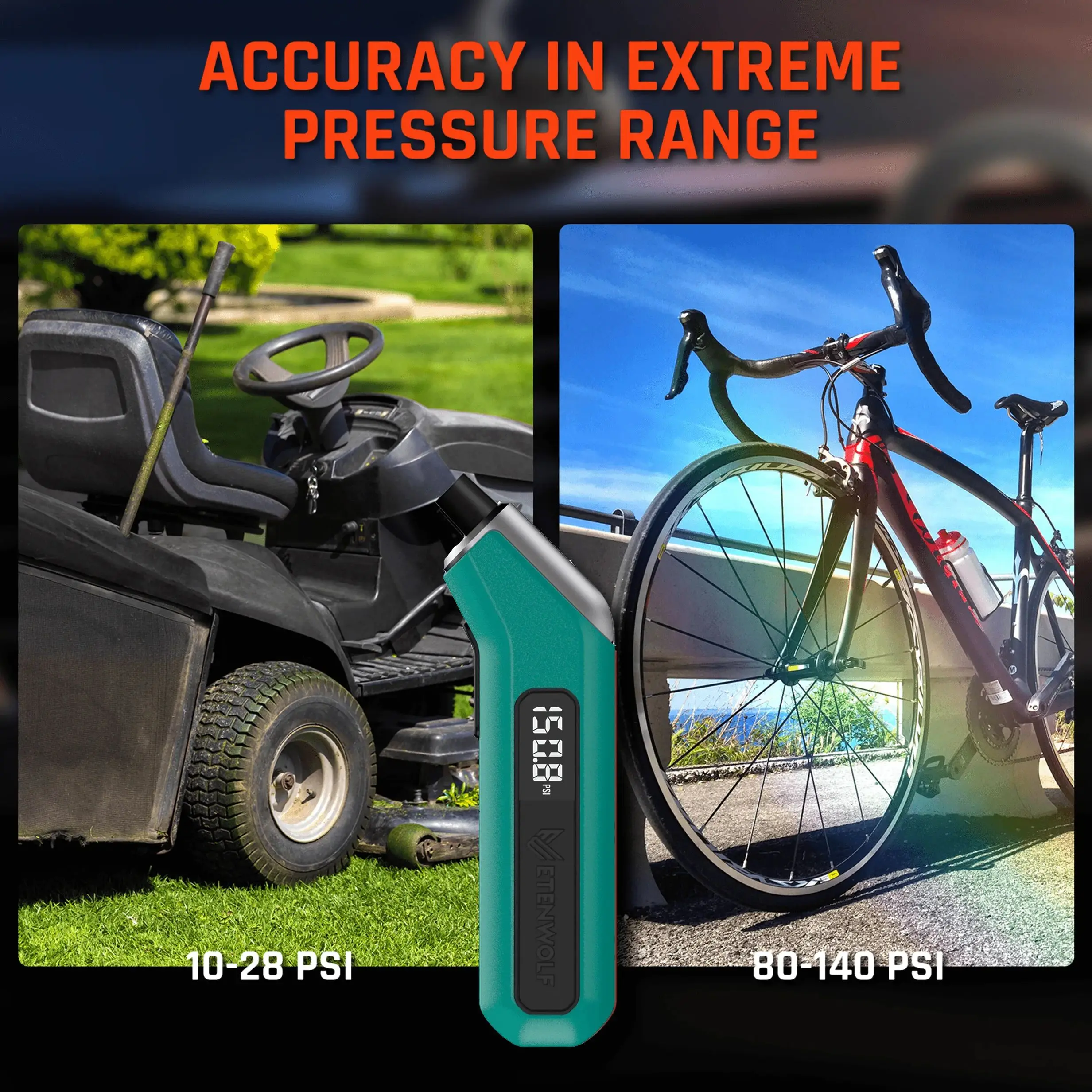 ETENWOLF T300 Digital Tire Pressure Gauge 3-200 PSI Calibrated to ANSI B40.7 Grade 2A Industrial Tire Gauge 3A Batteries