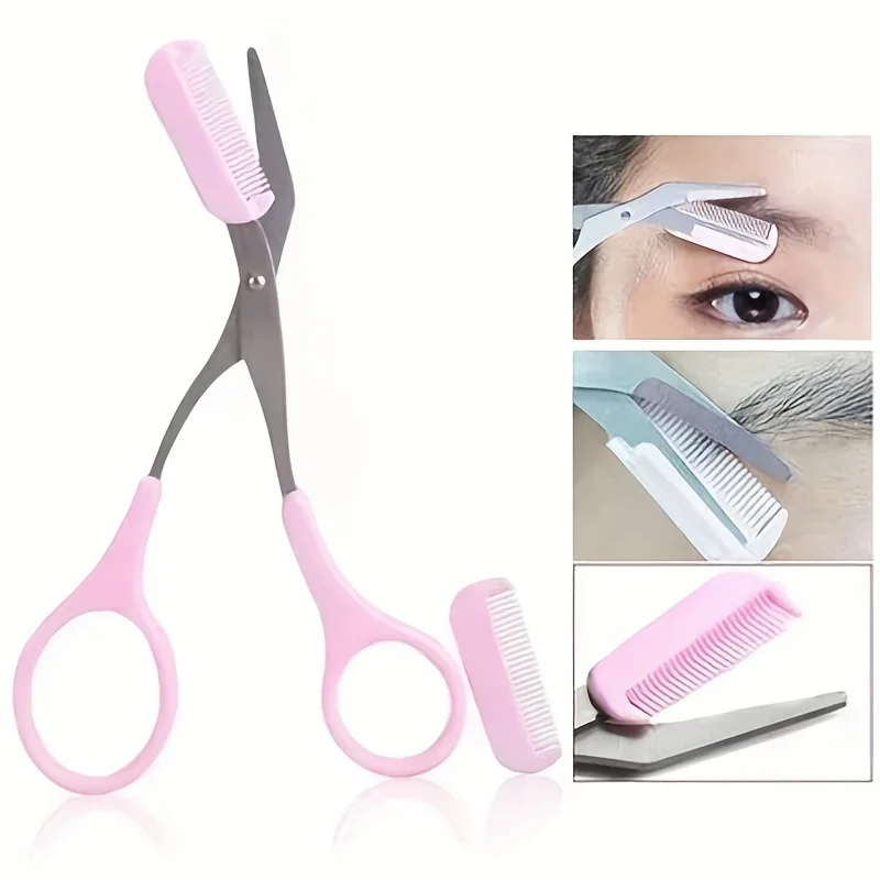 Eyebrow Trimming Scissors With Built-In Comb - Stainless Steel, Precise Grooming Tool, Perfect Eyebrow Tool 2