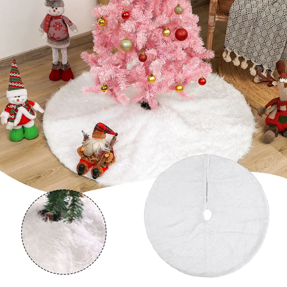 Snowy White Christmas Tree Gonna Peluche Faux Fur Alberi Di Natale Tappeto Mat Ornamenti Per Il 2024 Capodanno Decorazione Della Festa A Casa