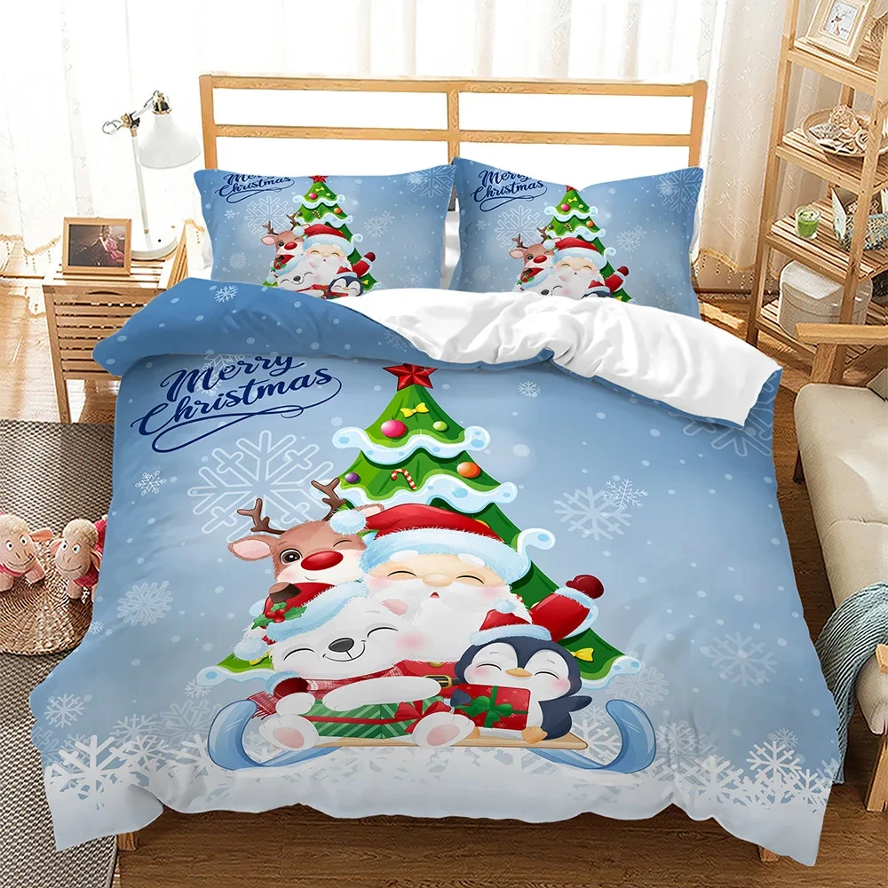 Christmas Bedding Set Linens Duvet Cover Kids Quilt Covers Cartoon Comforter Cover Pillow Case Full Size Decor Bedroom Textile 3