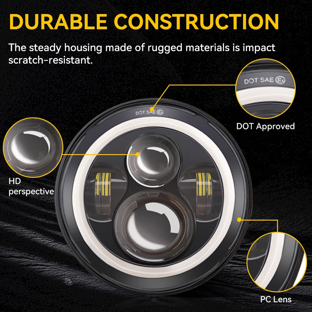 7 Inch Led Car Motorcycle DRL H4 Headlamp For Harley Yamha Honda