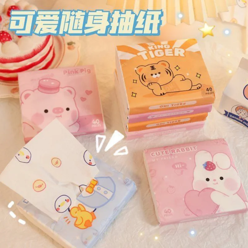 

8pcs Cartoon Printed Kawaii Tissues Quality 3 Ply Portable Dinner Kitchen Outdoor Napkins Small Pack Facial Tissue Toliet Paper