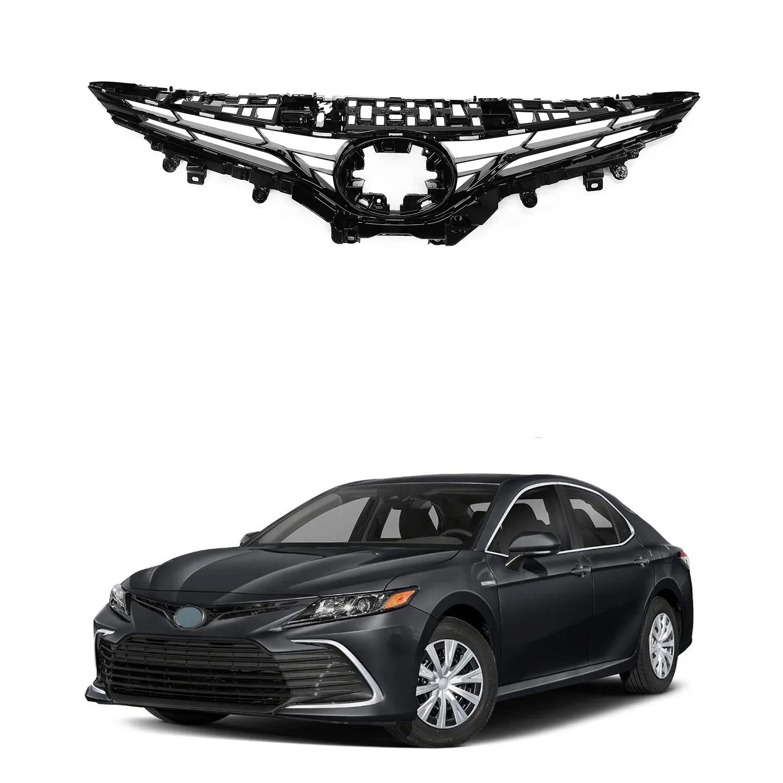 Toyota Camry LE/XLE 2021 2022 2023 레이싱 그릴 가드 프로텍터 커버 바디 키트 53111-06B60 53111-06F30 용 자동차 전면 그릴