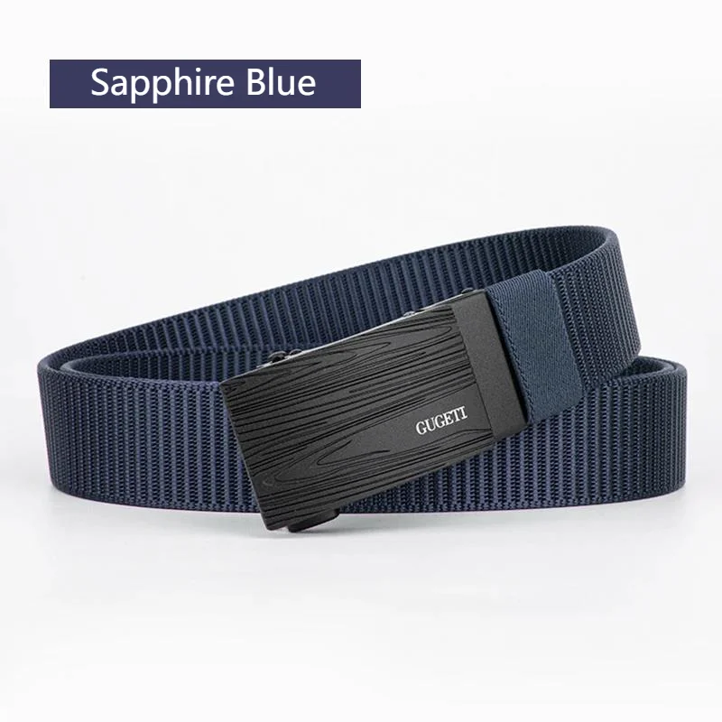 Men's Belt Metal Buckle Imitation Nylon Woven Belt Outdoor Work Belt Toothless Automatic Buckle Leisure Sports Canvas Belt