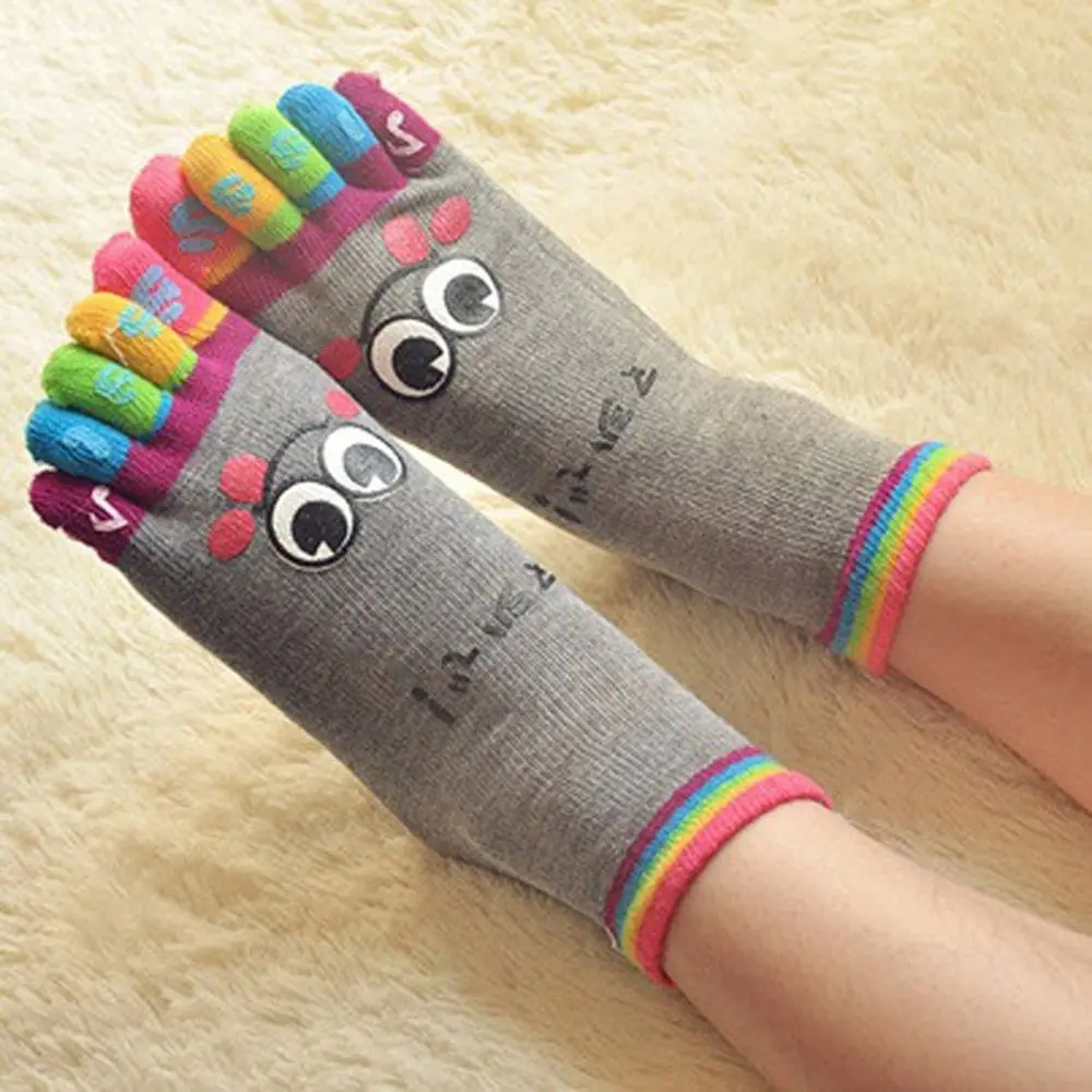 

Women's Cute Caroon Five Toe Socks Colorful Finger Performance Cotton Socks Comfortable Middle Tube Casual Socks