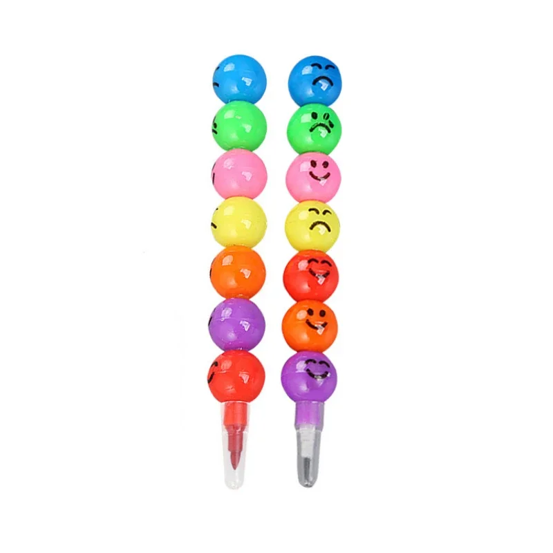 Colored Crayons Color Pencils 1pcs 7 Color Crayons Art Supplies For Kids Pastel Pen Drawing Set Stationery Kawaii Smiley Face Crayons Pencil School Supplies