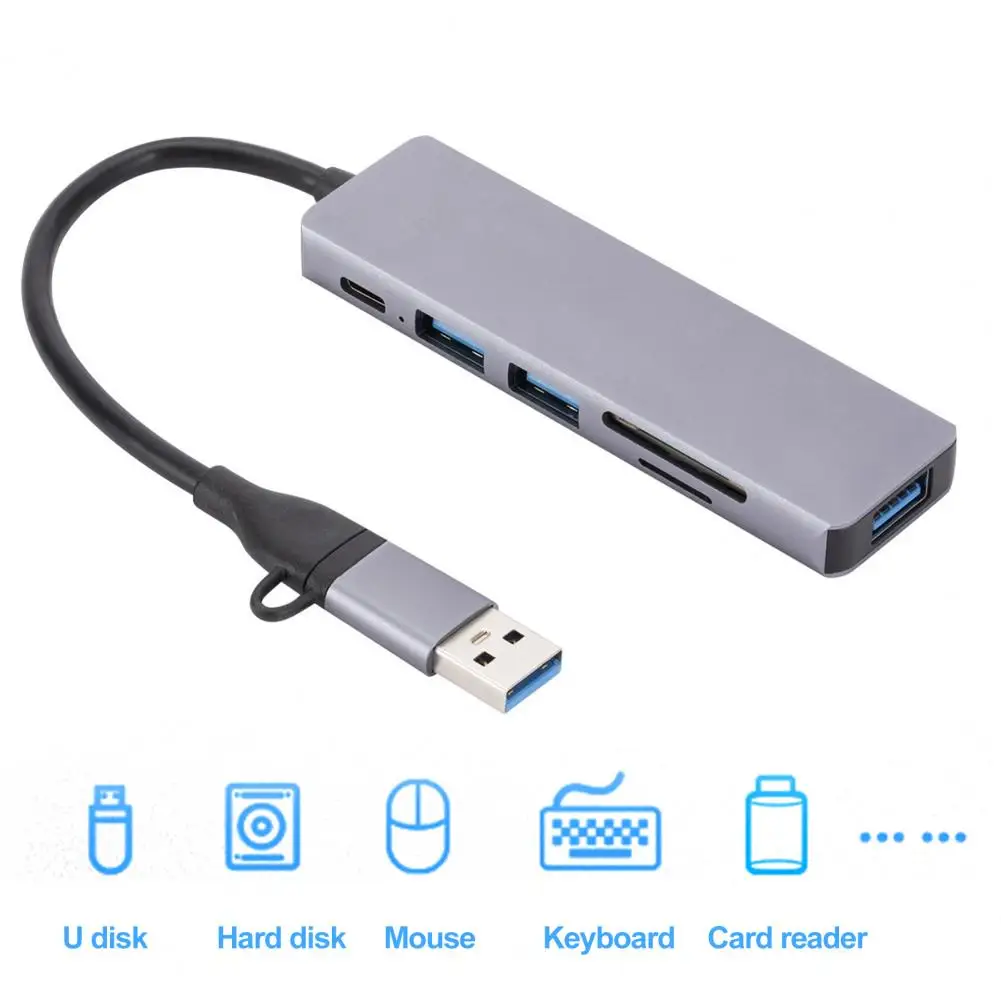 

HUB Splitter Convenient Multiport Safe 6-in-1 USB Type C Hub Computer Accessories