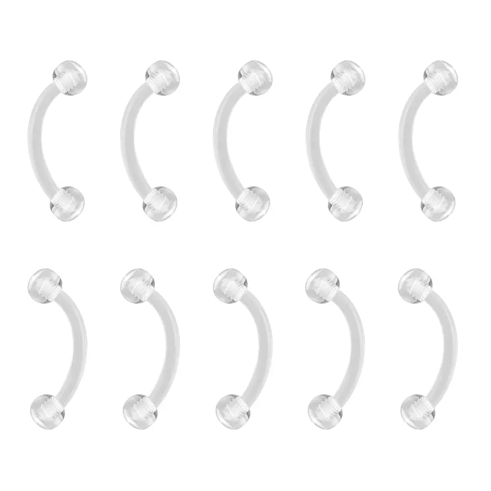 2-10 Stück 14g 16g Augenbrauen Piercing Fixierer Schmuck Bioflex Kunststoff transparente Lippen Bauch Ring Lang hantel Knorpel 6mm 8mm 10mm 12mm – Detail 1