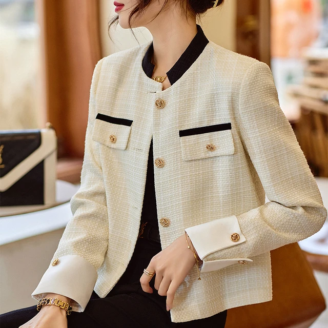 Chaqueta de tela de alta calidad para mujer, chaqueta de manga larga, Tops  formales, ropa de trabajo de negocios, abrigo 2023 - AliExpress