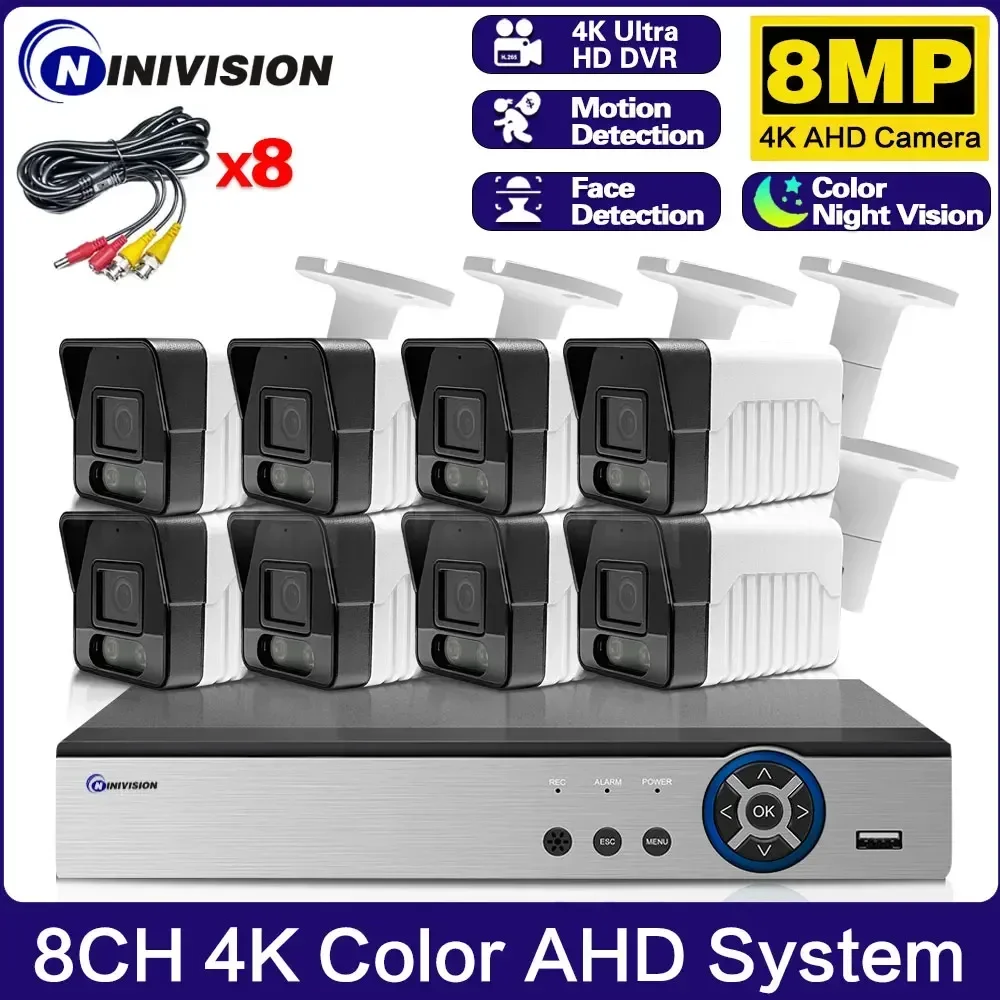 

8CH DVR Security Camera System 4K Full Color Night Vision AHD CCTV System Outdoor Waterproof Camera Video Surveillance Kit 8MP