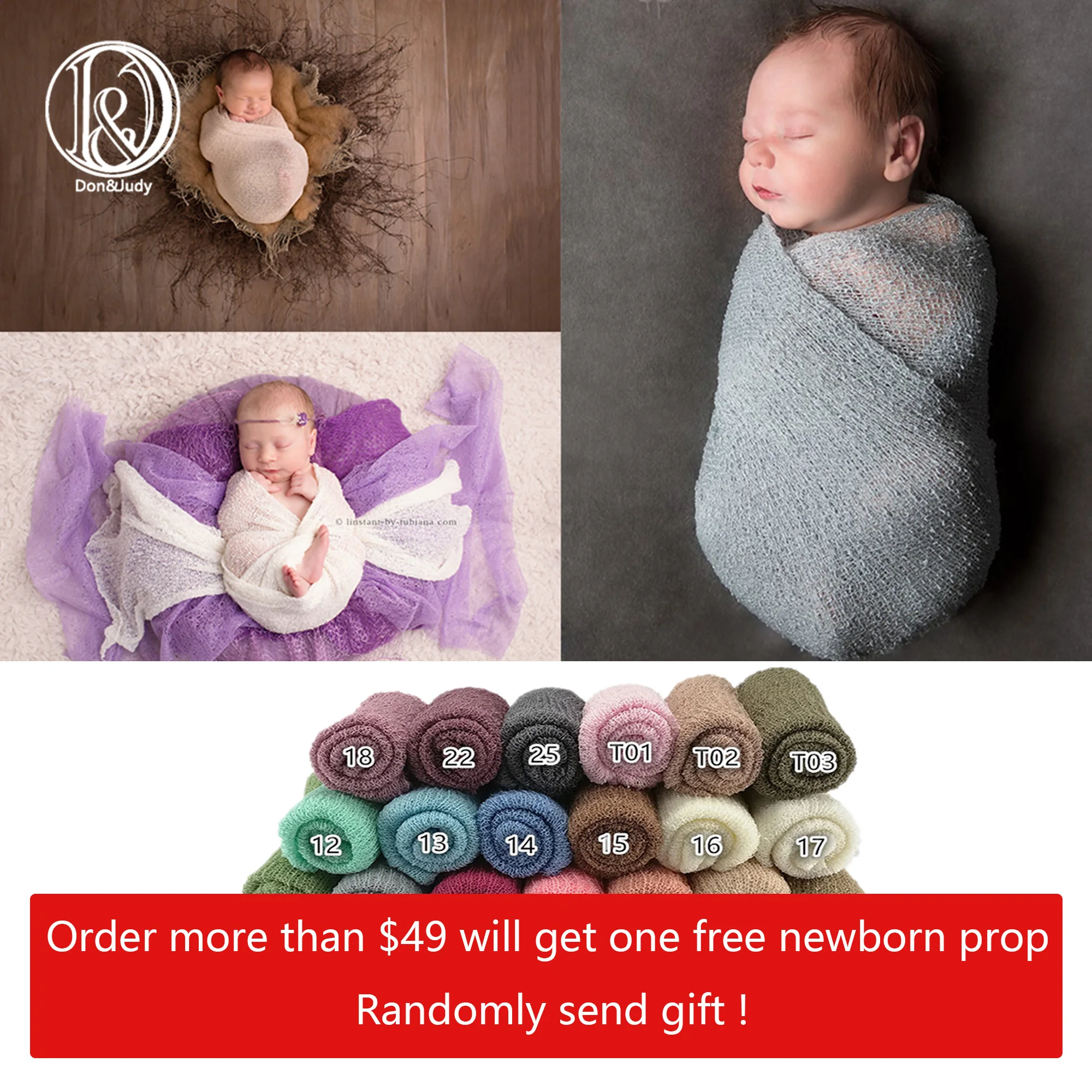 Photography Photo Props Stretch Wrap Baby Cotton Swaddle Blanket 