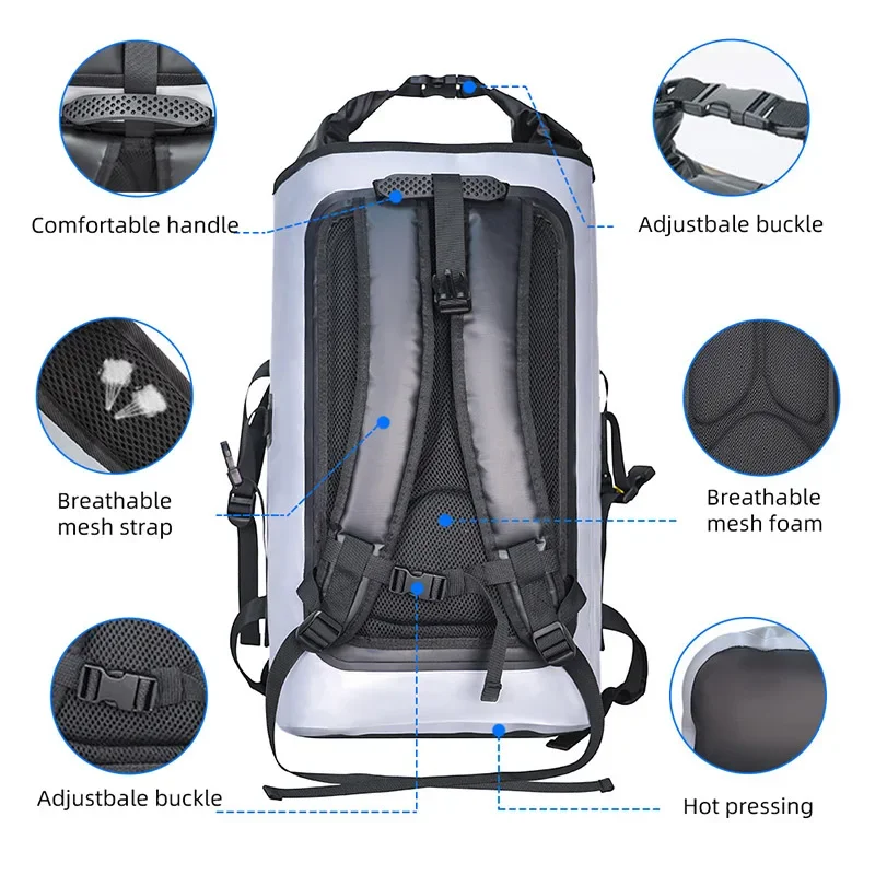 32L waterproof dry bag beach backpack rafting hiking bags large capacity wet dry sepration swimming backpacks