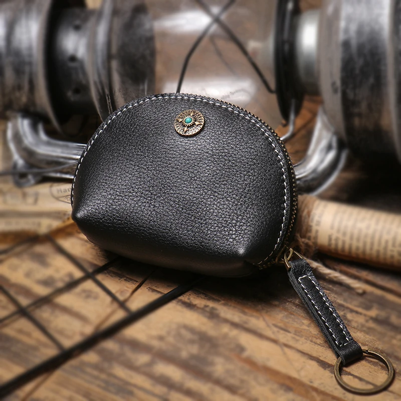 LUOKIR High Grade Real Leather Coin Purse Men's Fashion Key Bag Women Luxury Small Wallet Bank Card Bluetooth Headset Organizer 3