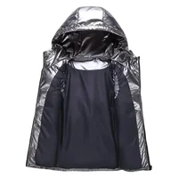 Gilet rembourré à capuche pour hommes, veste brillante sans manches, vêtements d'extérieur décontractés, manteau chaud épais, gilet imperméable, vêtements pour hommes 4XL, hiver 2