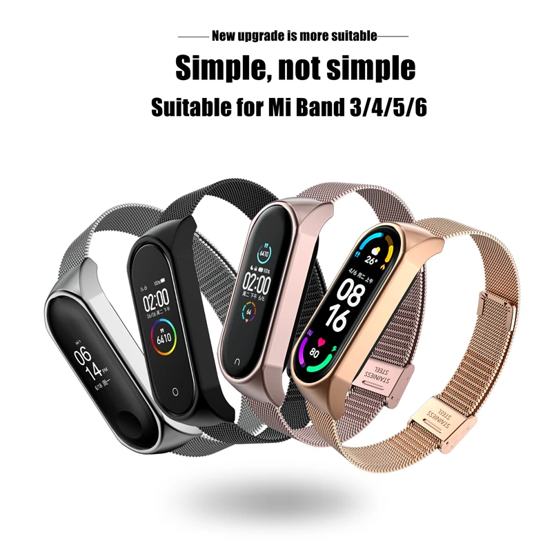 Metal Strap For Xiaomi Mi Band 6 5 Screwless Stainless Steel Wrist Bracelet MIband for Mi Band 4 3 5 Strap Wristbands Pulseira