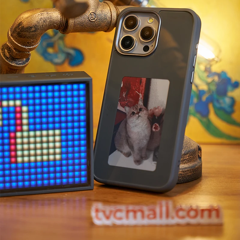 Amorus Eink Screen Smart Phone Case for Iphone 15 14 13 Pro Max DIY Display NFC Refesh Case 3 Color Battery Free