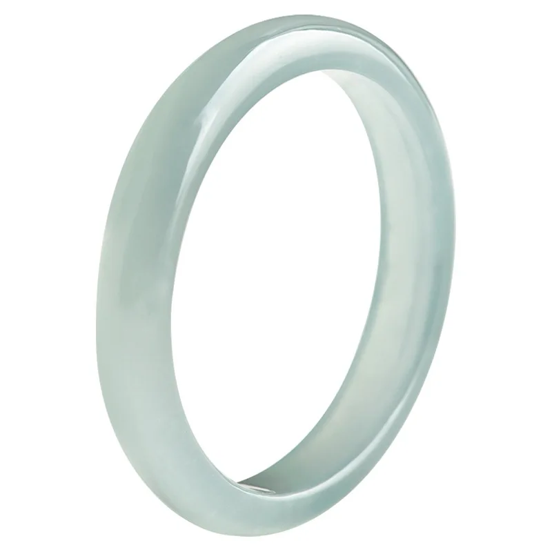 Natural Old Pit A Goods Jade Light Blue Water Ring For Men's Gifts Women's Couple Ring Ice Jadeite Square Jewelry