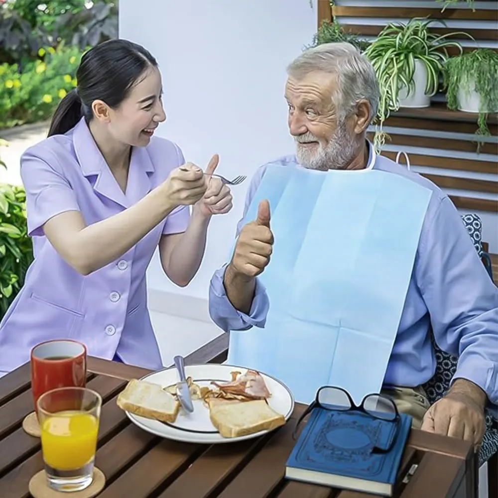 30 Pcs Adult Washable Bibs Rice Pocket The Elderly Portable Waterproof Feeding Lunch Food Elders Disposable Aged For seniors - 3