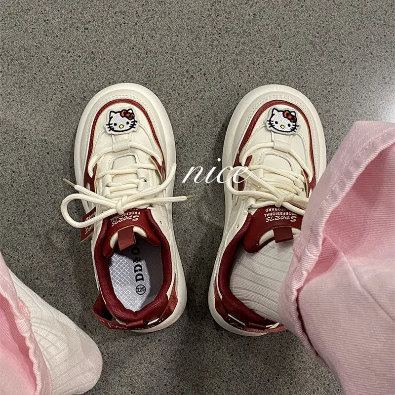 

Cartoon Cute Kawaii Sanrioed Hellokitty 2023 New Creative Autumn Girls' Thick Sole Versatile Casual Board Shoes