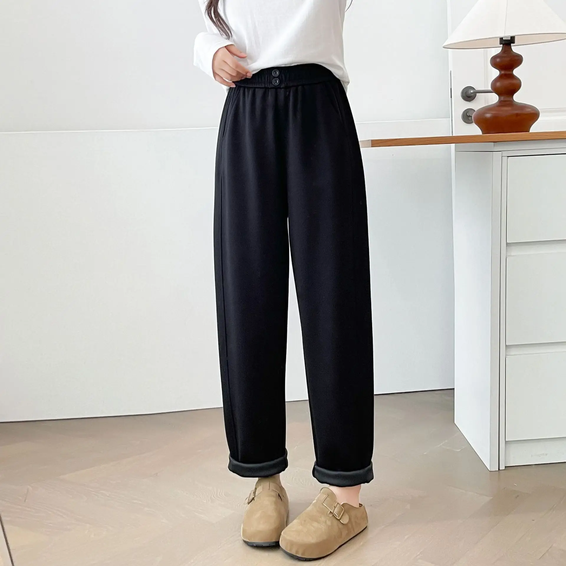 XXXXL Fashion Plus Size Women's Harem Pants Autumn Simple Casual Sportswear Versatile Basic Trousers 5005