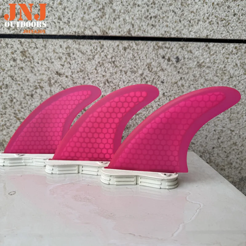JNJ FCS II Pink Surfboard Fins - Fiberglass & Honeycomb Thruster Set