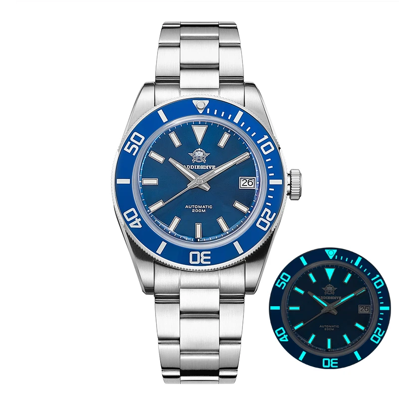 ADDIESDIVE AD2072 Orologio Uomo Quarzo 39mm – Subacqueo 200m Con Lunetta Ceramica E Cinturino Acciaio, Quadrante Luminoso Retrò - 3